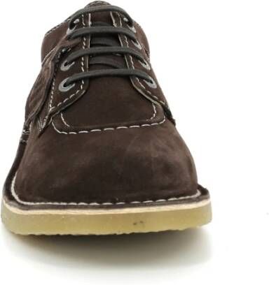 Kickers Comfortabele Leren Derby Schoenen Brown Heren