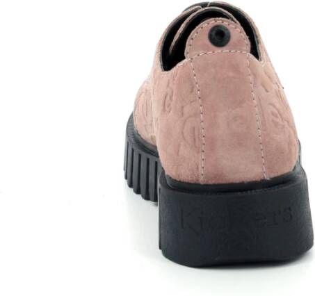 Kickers Comfortabele Leren Derby Schoenen Pink Dames