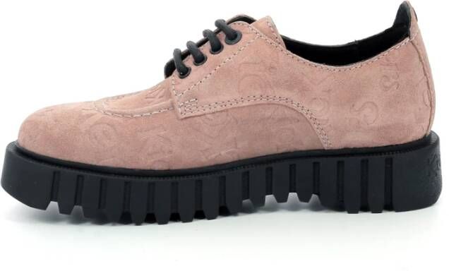 Kickers Comfortabele Leren Derby Schoenen Pink Dames