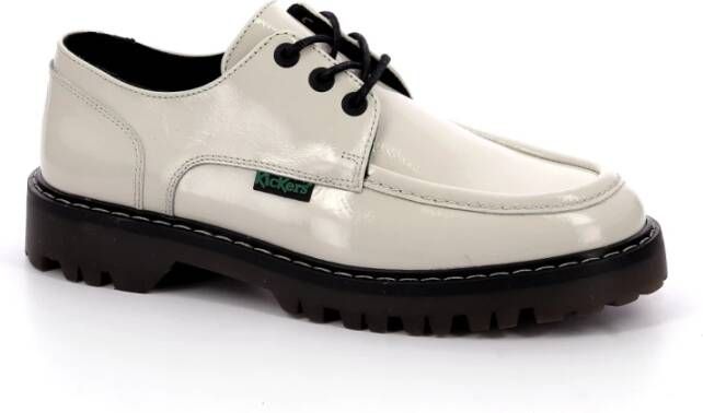 Kickers Comfortabele Leren Derby Schoenen White Dames