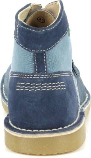 Kickers Comfortabele Vetersluiting Leren Enkellaarzen Blue Heren