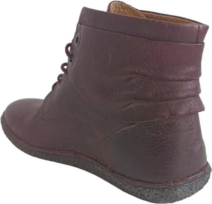 Kickers Dames Casual Bordeaux Rode Leren Laars Red Dames