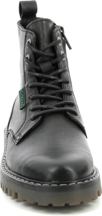 Kickers Decklock Laarzen Leer Veters Rits Black Dames
