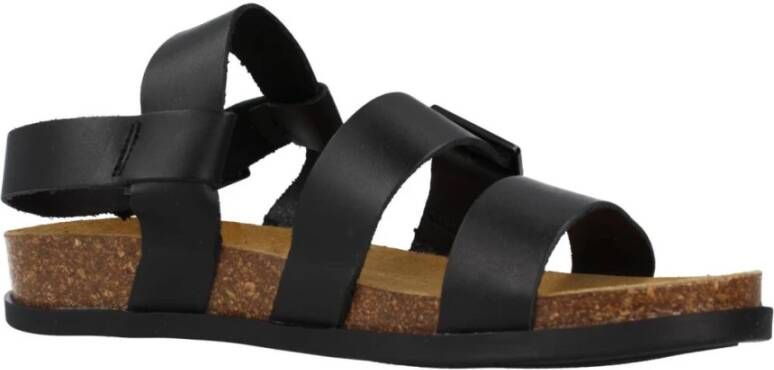 Kickers Elegant Buckle Flat Sandals Black Dames