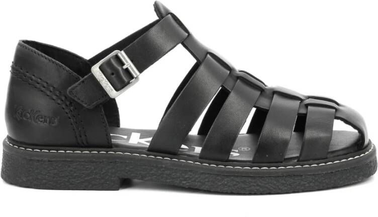 Kickers Flat Sandals Black Dames