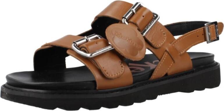 Kickers Gesp Platte Sandalen Brown Dames