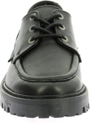 Kickers Stijlvolle Leren Derby Schoenen Black Dames