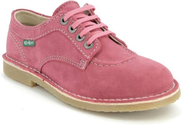 Kickers Stijlvolle Leren Derby Schoenen Pink Dames