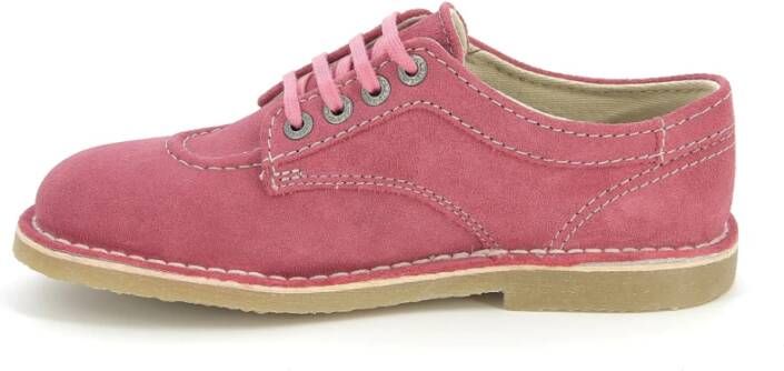 Kickers Stijlvolle Leren Derby Schoenen Pink Dames