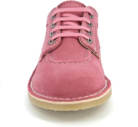 Kickers Stijlvolle Leren Derby Schoenen Pink Dames