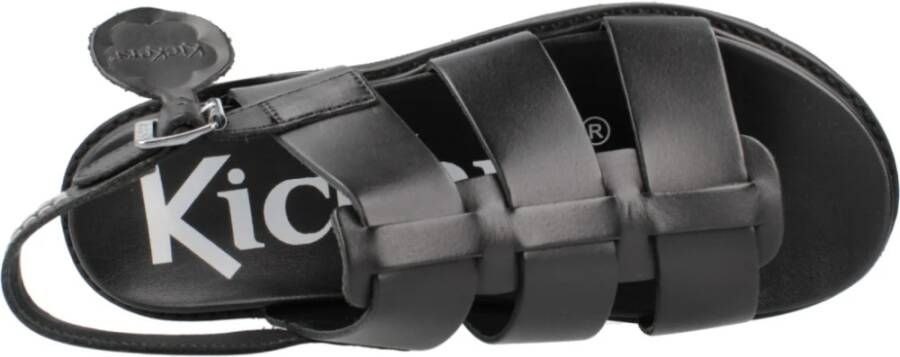 Kickers Stijlvolle Platte Sandalen voor Vrouwen Black Dames