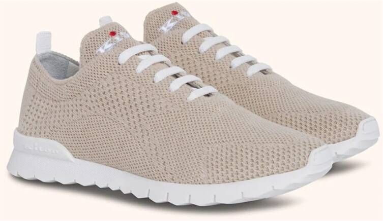 Kiton Kasjmier Gebreide Sneakers Beige Wit Brown Dames