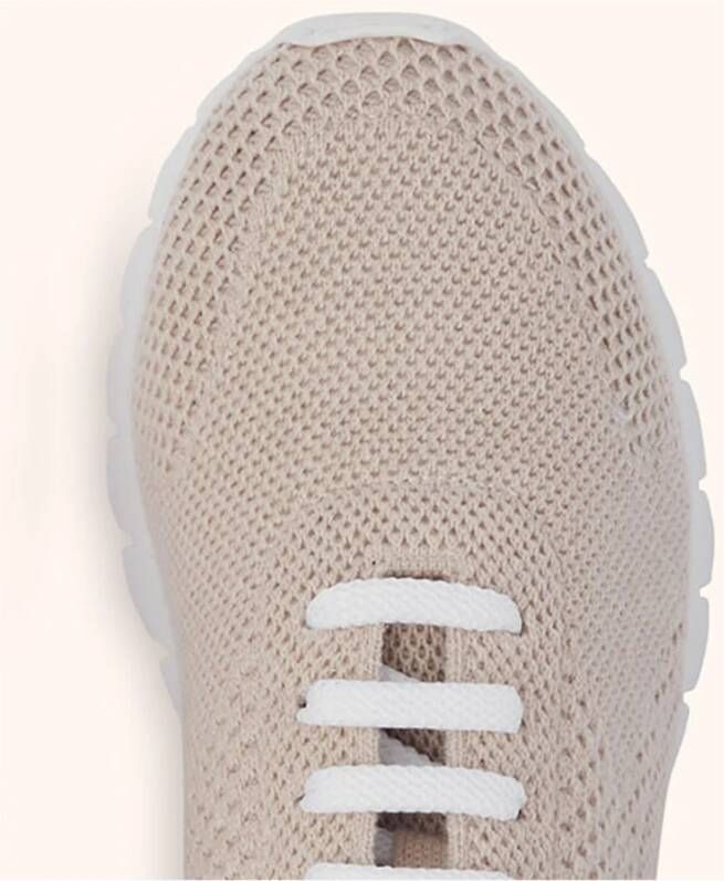 Kiton Kasjmier Gebreide Sneakers Beige Wit Brown Dames