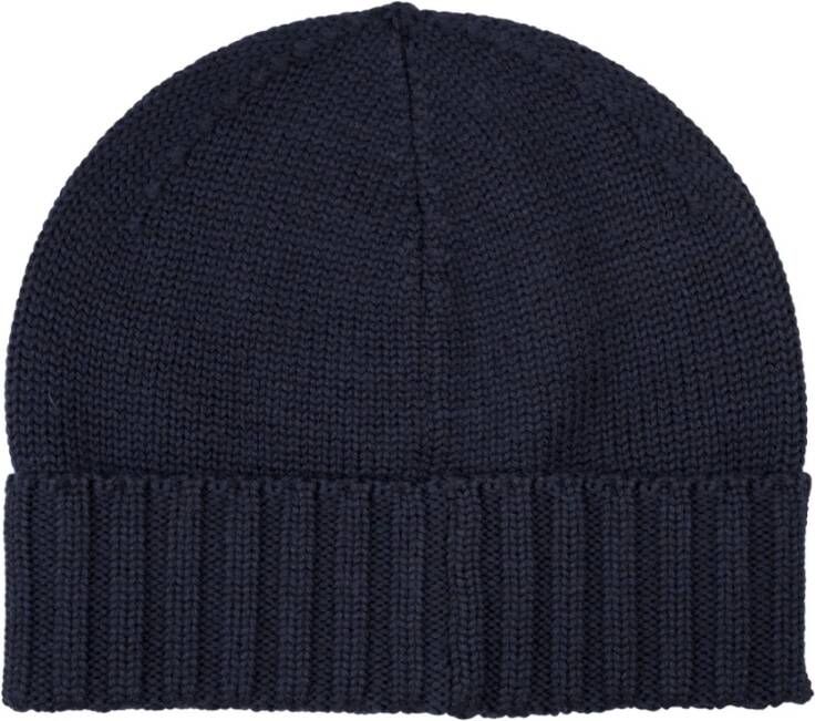 Kiton Blauwe Gebreide Ribboord Muts