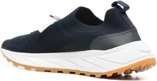 Kiton Blauwe Sneakers Leer Stof Rubber
