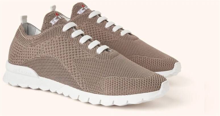 Kiton Grijze Gebreide Stof Sneakers Schoenen Brown Dames