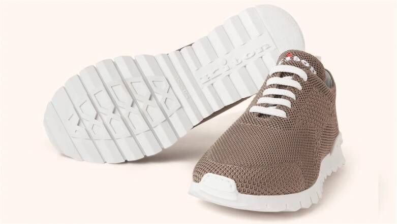 Kiton Grijze Gebreide Stof Sneakers Schoenen Brown Dames