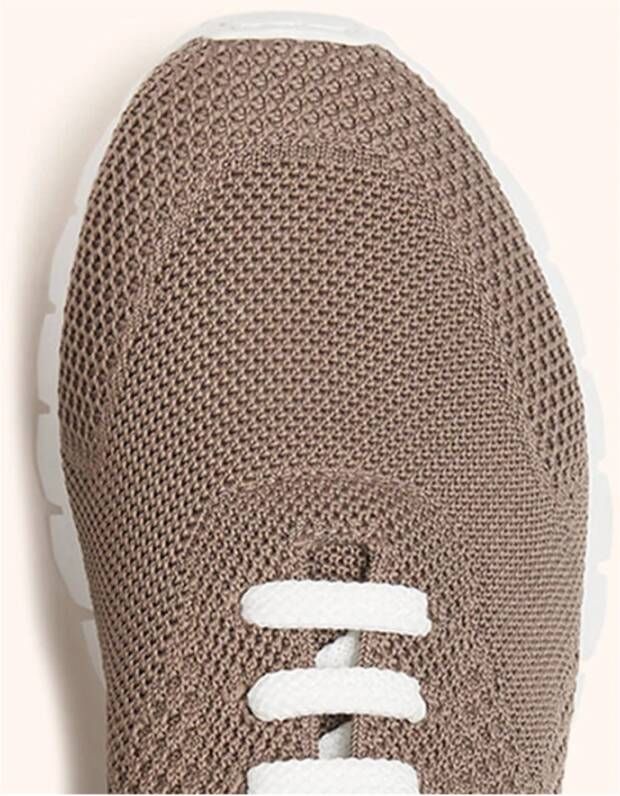 Kiton Grijze Gebreide Stof Sneakers Schoenen Brown Dames