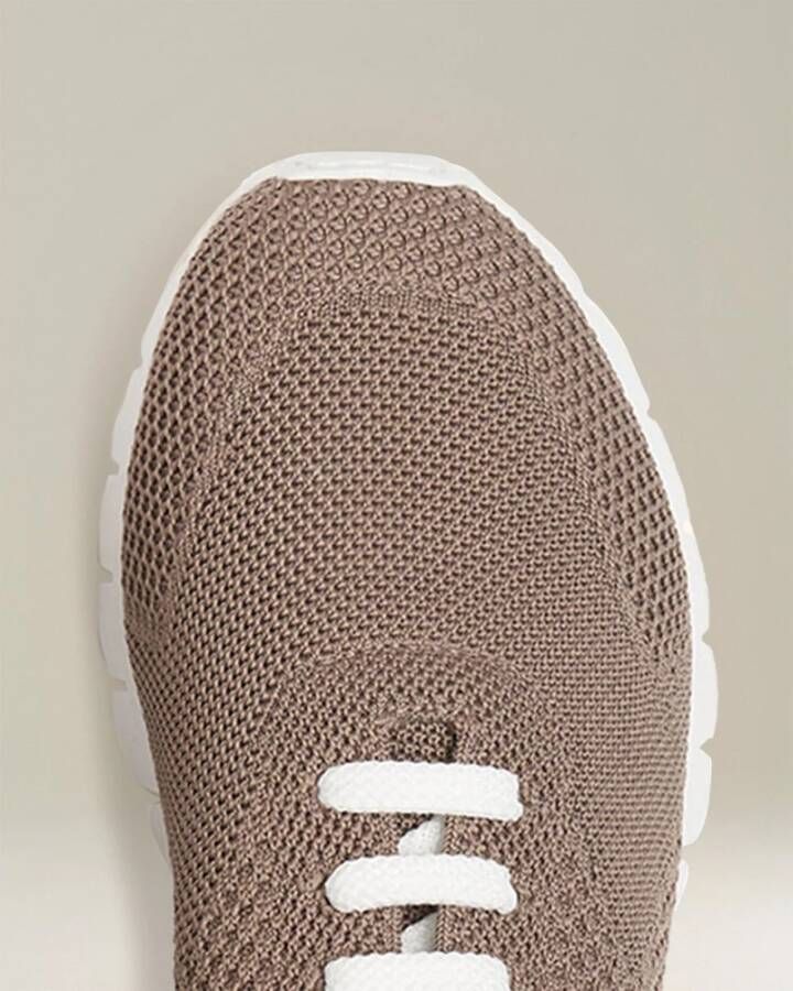 Kiton Grijze Knit Sneakers met Witte Zool