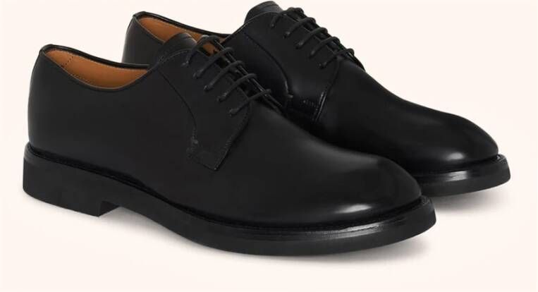 Kiton Met De Hand Geverfde Leren Derby Schoen Black Heren