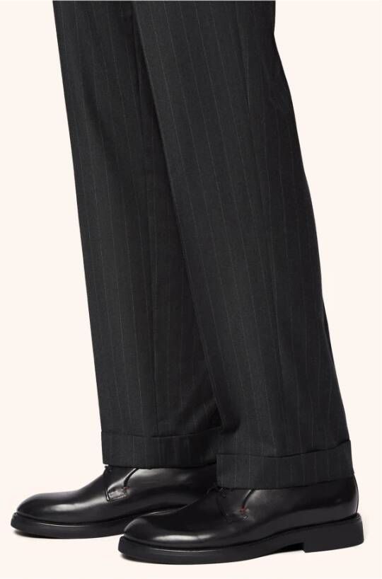 Kiton Met De Hand Geverfde Leren Derby Schoen Black Heren