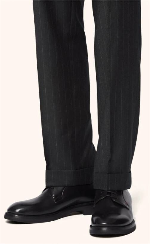 Kiton Met De Hand Geverfde Leren Derby Schoen Black Heren