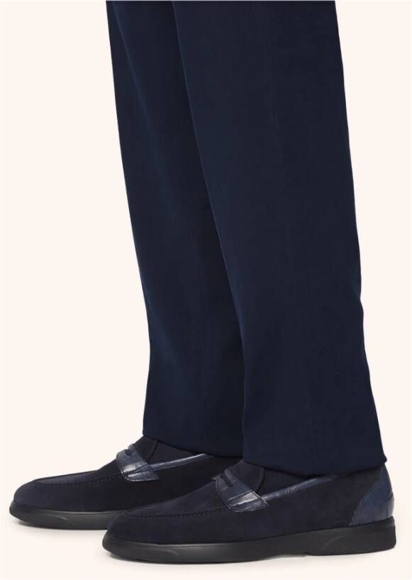 Kiton Krokodillenleren Loafer Blue Heren