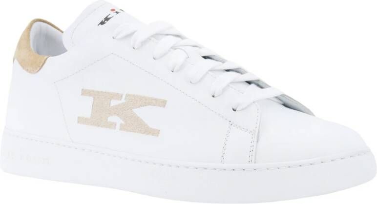 Kiton Leren Sneakers met Logo Borduursel White Heren