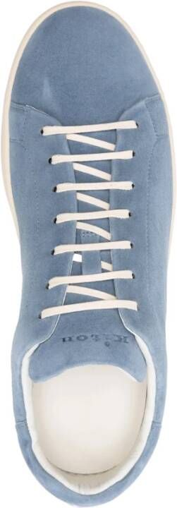 Kiton Lichtblauwe Suède Vetersneakers