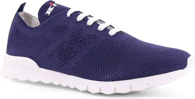 Kiton Monogram Gebreide Sneakers Rubberen Zool Italië Blue Heren