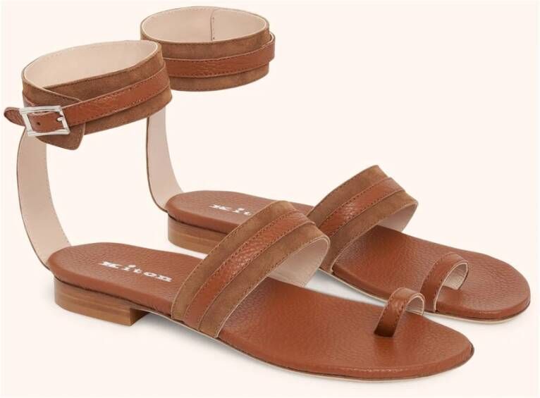 Kiton Sandalen hertenleer Bruin Dames