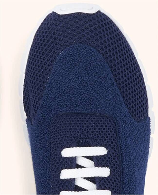Kiton Marineblauwe Gebreide Sneakers Blauw Heren