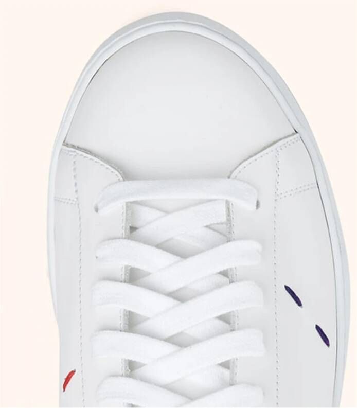 Kiton Witte kalfsleren sneakers met maxi-stiksels Wit Heren