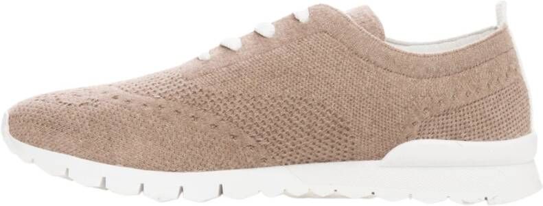 Kiton Sportschoenen Sneaker Vetersluiting Antislipzool Verwijderbare Binnenzool Beige Heren