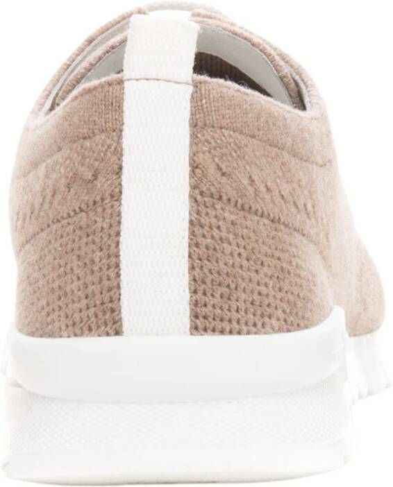 Kiton Sportschoenen Sneaker Vetersluiting Antislipzool Verwijderbare Binnenzool Beige Heren