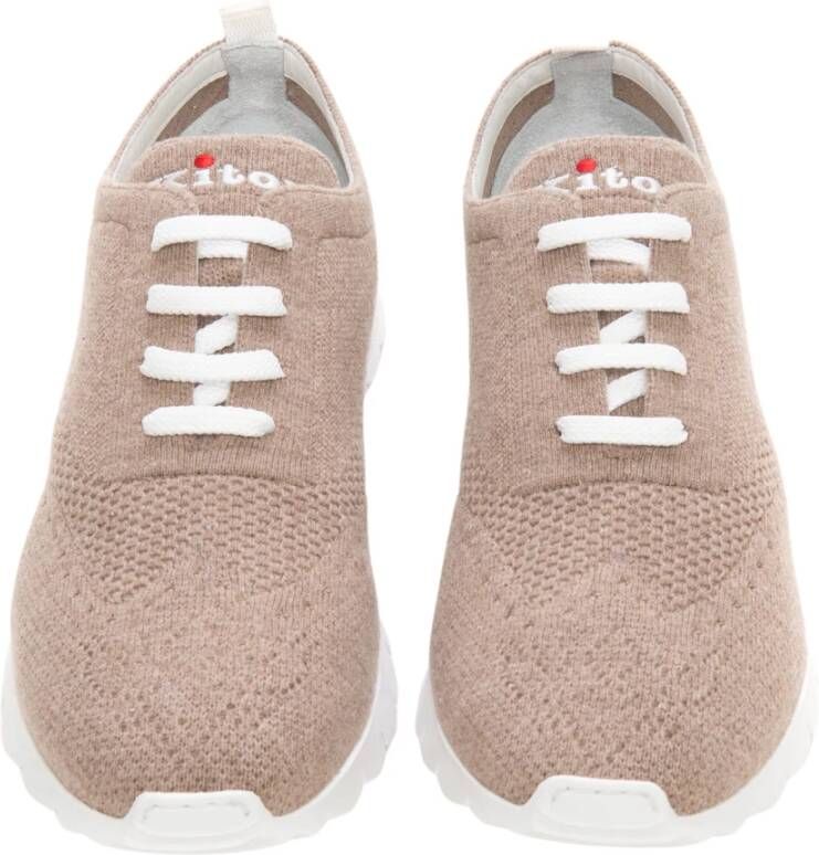 Kiton Sportschoenen Sneaker Vetersluiting Antislipzool Verwijderbare Binnenzool Beige Heren