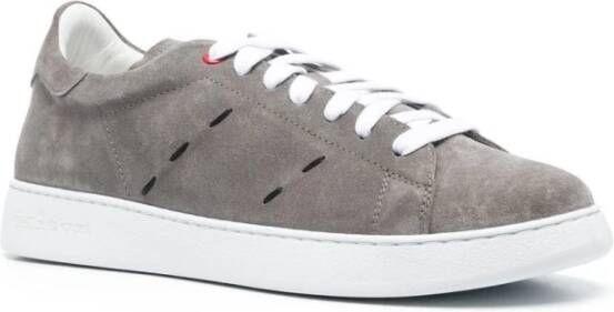 Kiton Grijze lage sneakers met contrasterende stiksels Grijs Heren