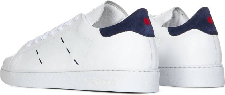 Kiton Witte Leren Sneakers met Blauwe en Rode Stiksels Wit Heren