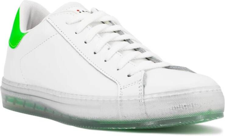 Kiton Handgemaakte leren sneakers met transparante contrasterende details Wit Heren