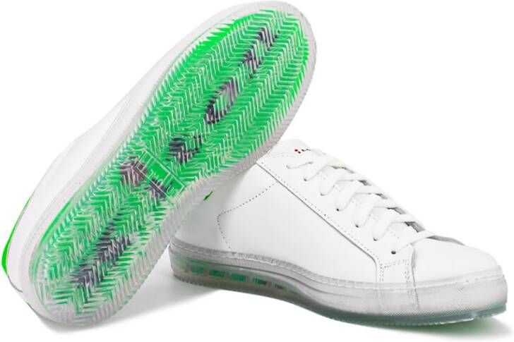 Kiton Handgemaakte leren sneakers met transparante contrasterende details Wit Heren