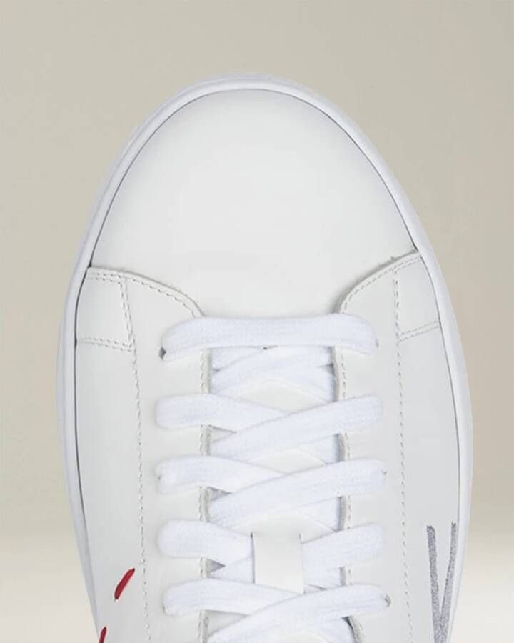 Kiton Witte Kalfsleren Sneakers met Cupzool