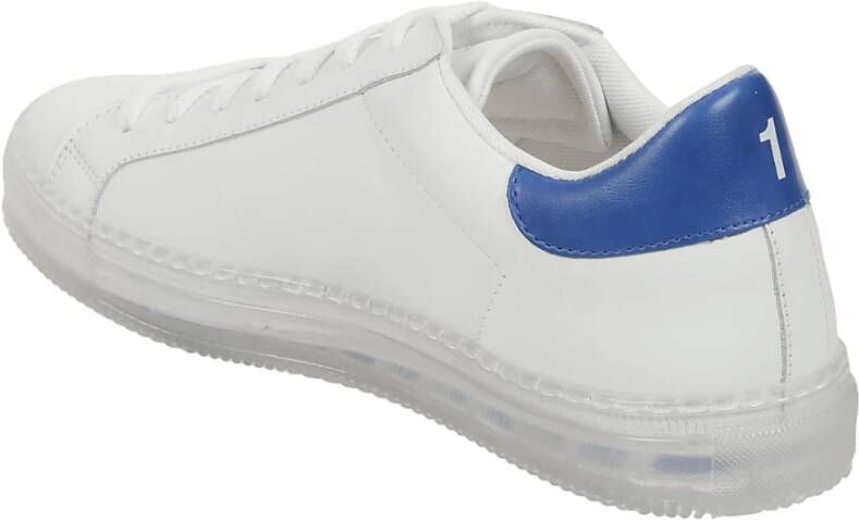 Kiton Witte leren sneakers met blauw detail White Heren
