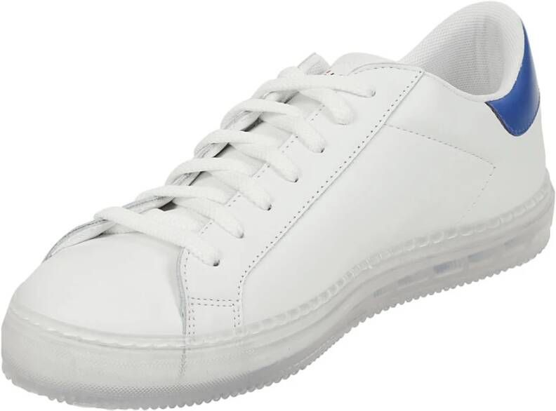 Kiton Witte leren sneakers met blauw detail White Heren