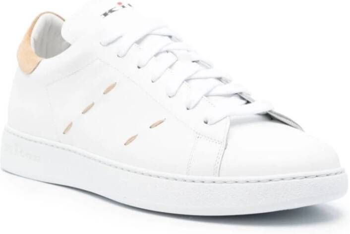 Kiton Witte Leren Sneakers met Decoratieve Stiksels White Heren