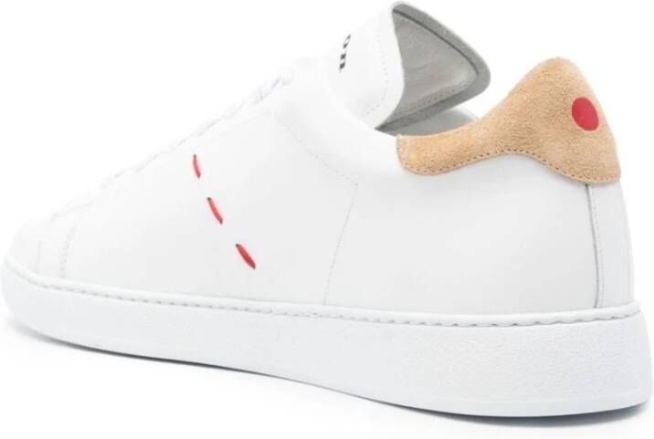 Kiton Witte Leren Sneakers met Decoratieve Stiksels White Heren