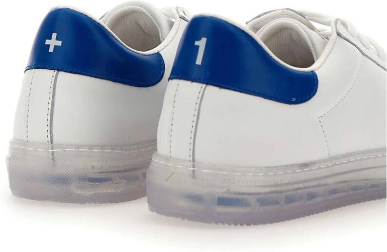 Kiton Witte Leren Sneakers met Turquoise Hiel White Heren