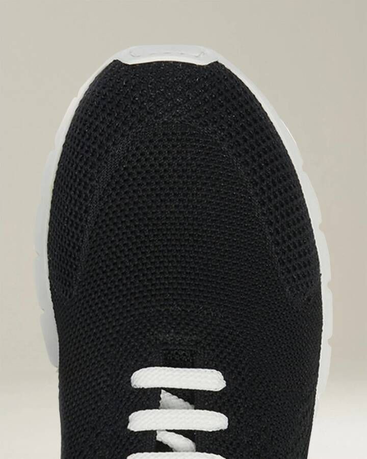 Kiton Zwarte Knit Sneakers met Witte Zool