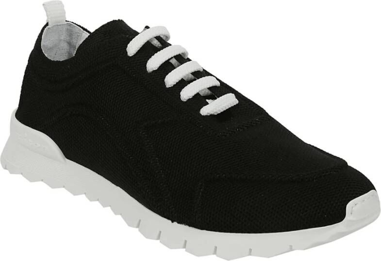 Kiton Zwarte Sneakers met Witte Details Black Heren
