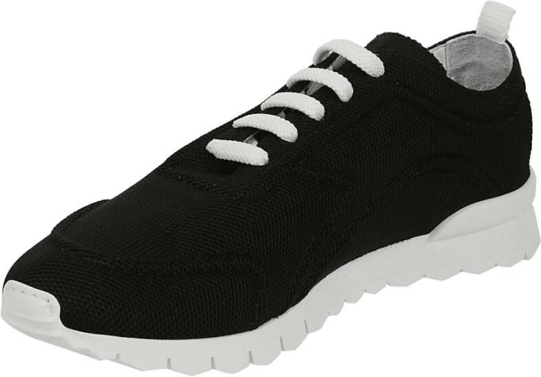 Kiton Zwarte Sneakers met Witte Details Black Heren
