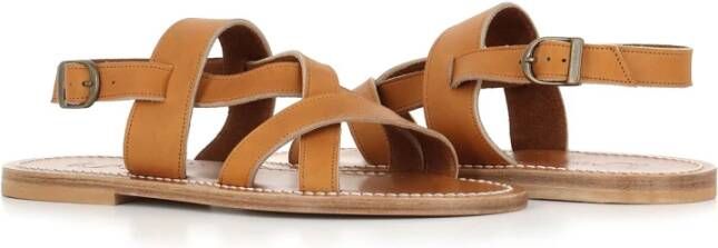 K.jacques Bruin lederen kruisband sandalen Brown Heren